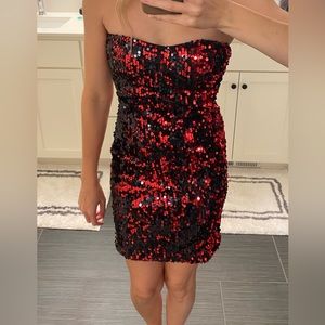 Frederick’s of Hollywood Red/Black Sequin Mini Dress
